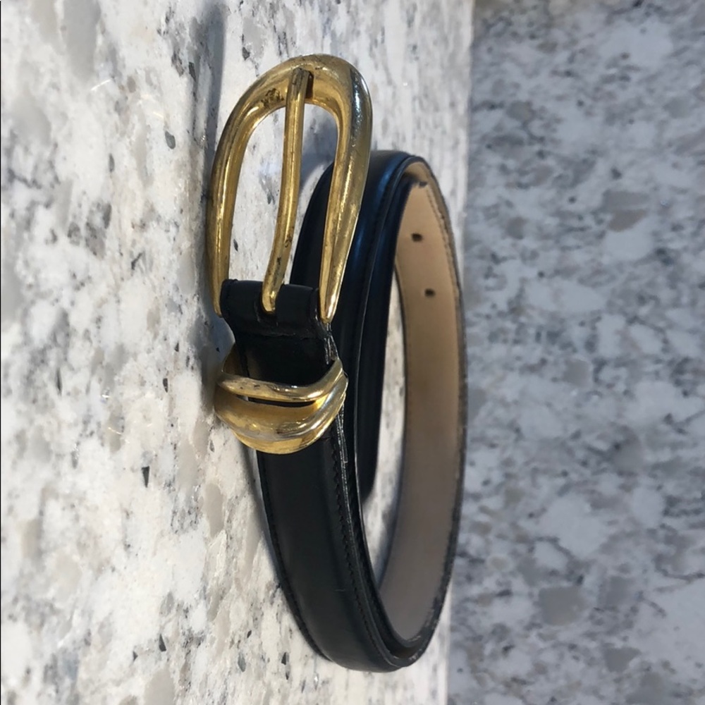 Small vintage black belt with gold clasp